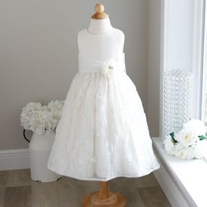 Ivory Flower Girl Dress Size 5 Organza Soutache Special Occasion Recital Formal